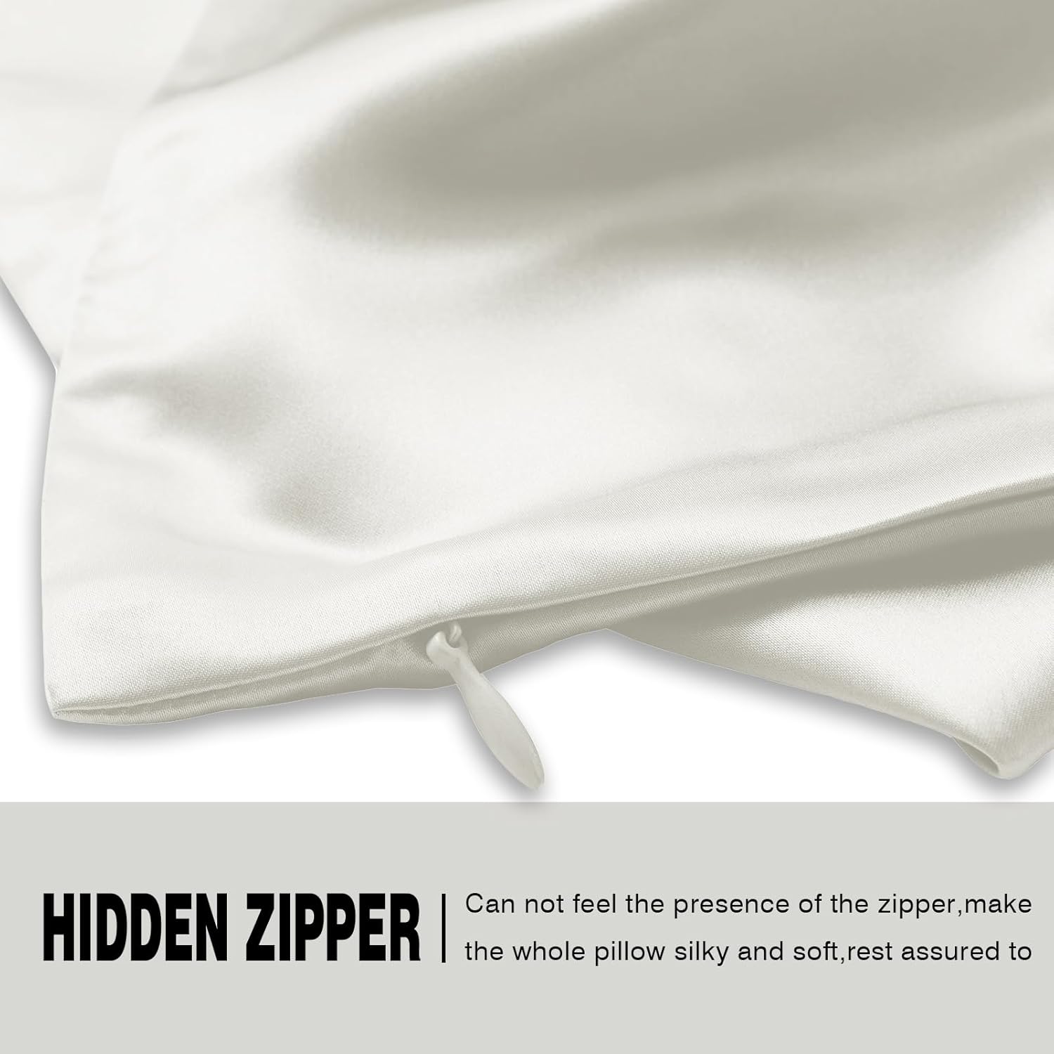 Silk Pillow Cases 2 Pack Soft Breathable and Sliky Queen Size Pillow Cases Set of 2,Natural Mulberry Satin Silk Pillowcase with Hidden Zipper for Hair and Skin (Ivory,20"X 30",2pcs)