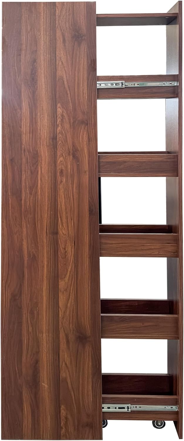 Kitchen Pantry Cabinet with Pull-Out 5-Tier Storage Shelf Space Saving Storag...