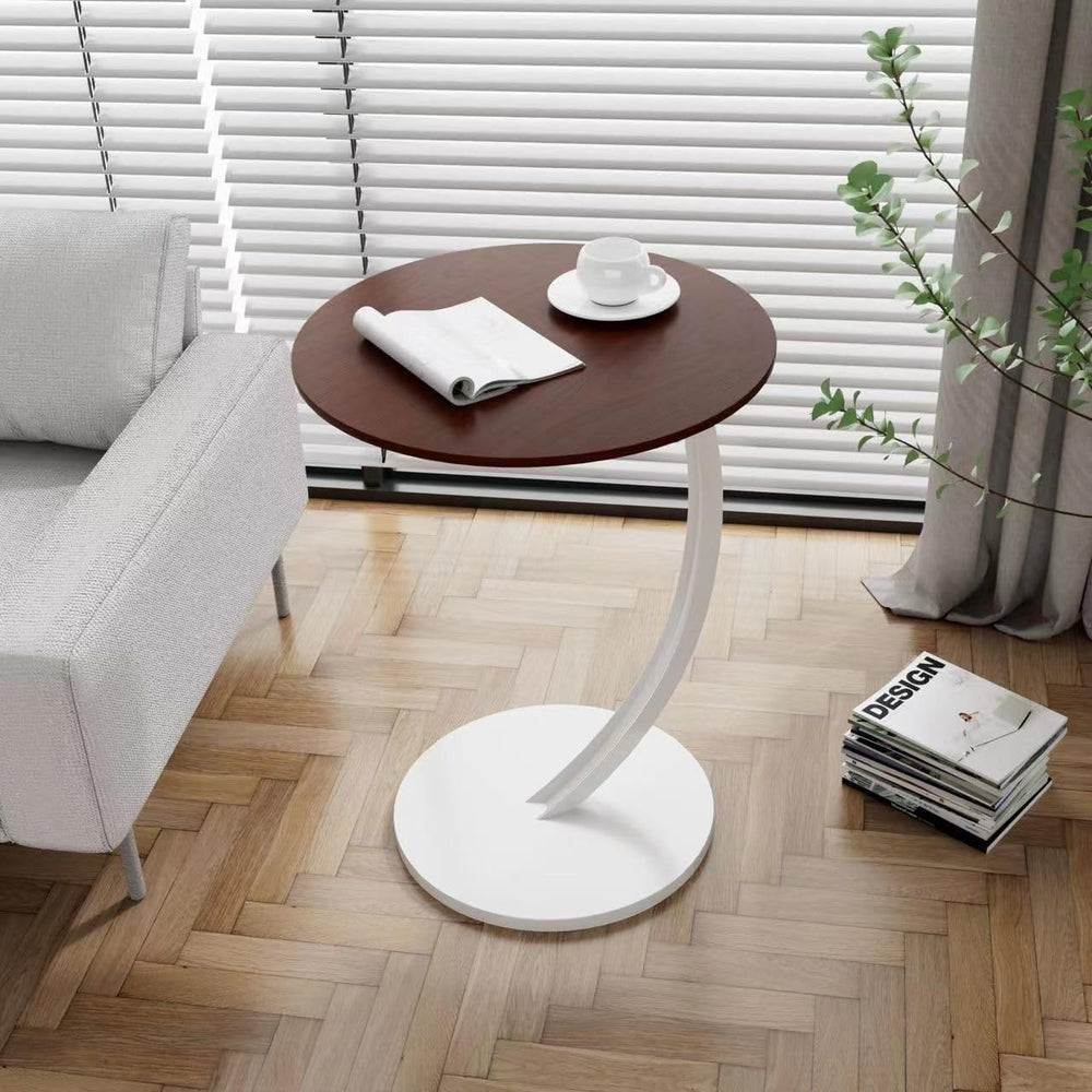 Joys of Life,Round C-Shaped End Table, Modern Marble Top Side Table with Blac...