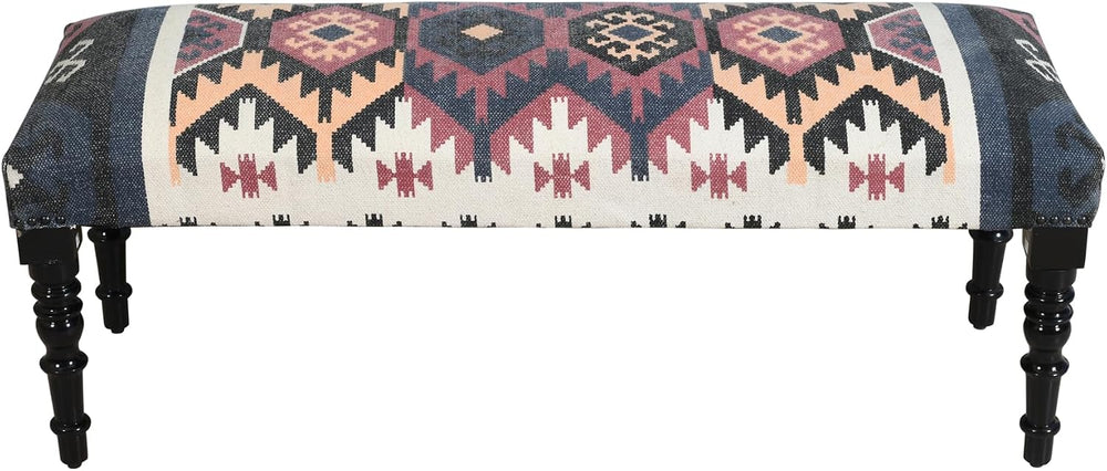 LR Home Upholstered Bench for Bedroom End of Bed |Southwestern Vintage Ottoma...