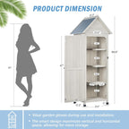 Wooden Outdoor Storage Cabinet with Waterproof Metal Roof Vertical Garden Tool Shed Adjustable Shelves, Perfect for Yards, Patios, Decks and Porches (Light Gray, 22" x 26" x 67")