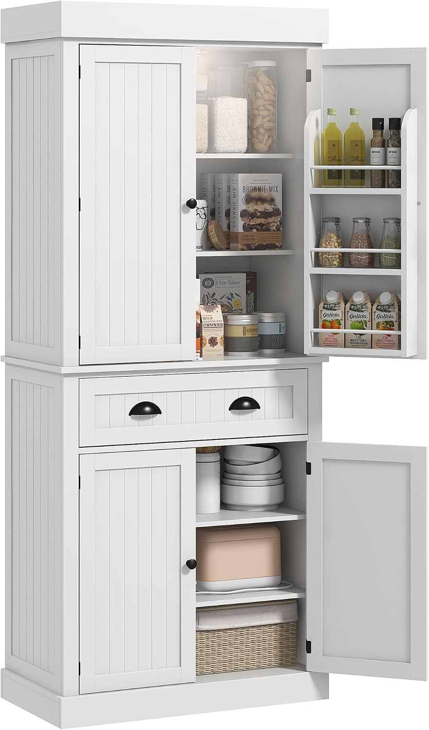 71" Freestanding Kitchen Pantry Cabinet with Motion Sensor Light,Storage...