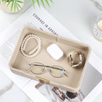 Valet Tray Organizer Keay Bowl Catchall Tray Nightstand Organizer | PU Leather, Brass Accents Block, Soft Lining, Larger Size, Waterproof And Stain-Resistant