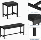 GarveeHome 5 PCs Dining Table Set for 6-8 People, 63 in Extendable Kitchen Table Set with 2 Benches and 2 Square Stools, Modern Dining Room Furniture Sets, Easy Assembly, Black
