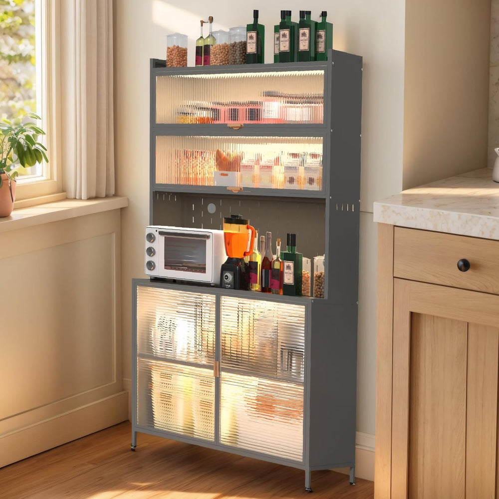 Anwick 73'' Tall Kitchen Pantry Storage Cabinet, Modern Buffet Cabine...