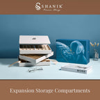 Shanik Stackable Jewelry Tray Organizers, 3 Pc. Set, Cute Designer Storage with Soft Velvet Surfaces to Protect Rings, Necklaces, Bands, and Earrings, Custom Display, Large Capacity, Grey