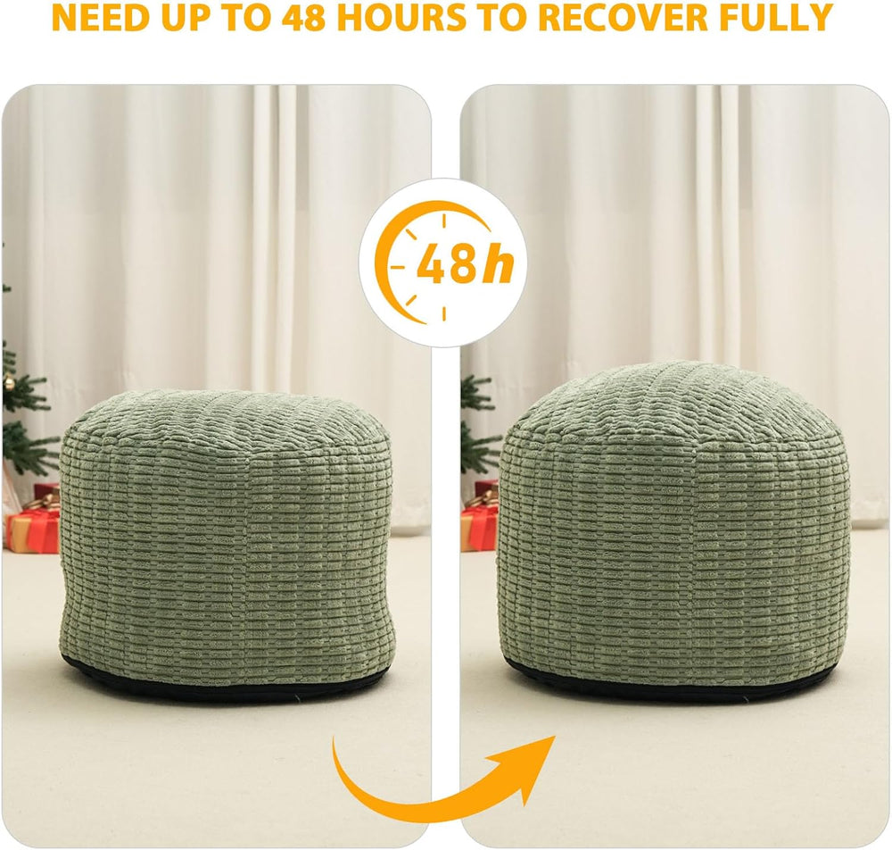 Round Stuffed Pouf Ottoman for Foot Rest 20" X 15" Faux Fur Poufs, ...