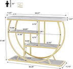 Garvee Entryway Table with Storage, Industrial 4-Tier Narrow Console Table Behind Couch with Half-Circle Base & Storage Shelves for Living Room, Hallway, Foyer