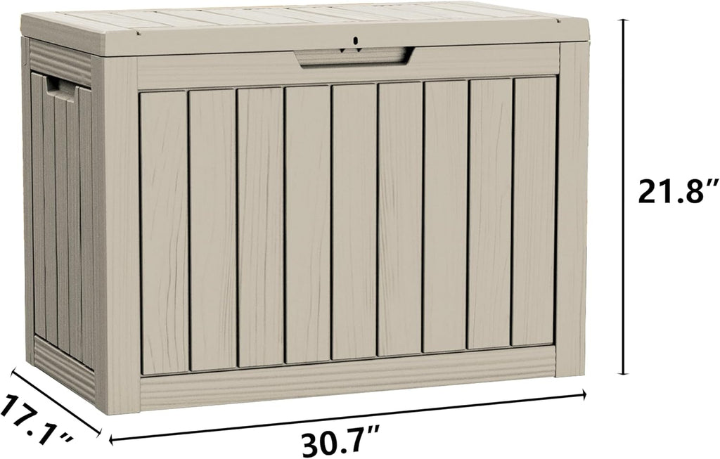TARKARI 45 Gallon Lockable Resin Deck Box, Waterproof & UV-Resistant Outdoor Storage Box for Outdoor Cushion Storage, Garden Tools & Pool Accessories Storage, Gray