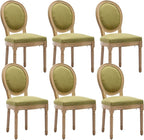French Country Dining Chairs Set of 6,Farmhouse Upholstered Dining Room Chairs with Round Back and Solid Leg,Fabric Kitchen Side Chairs for Kitchen/Bedroom/Dining Room,Green