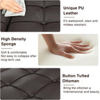 FiveWillowise 31.5 Inch Large Square Ottoman with Storage,Faux Leather | Coffee Table Storage Ottoman Bench with Lift Top Upholstered Footrest Stool Toy Box for Bedroom Living Room,Chocolate