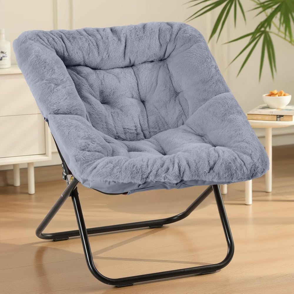 Sweetcrispy Comfy Chair for Adults, Foldable Living Room Chair, Soft Faux Fur...