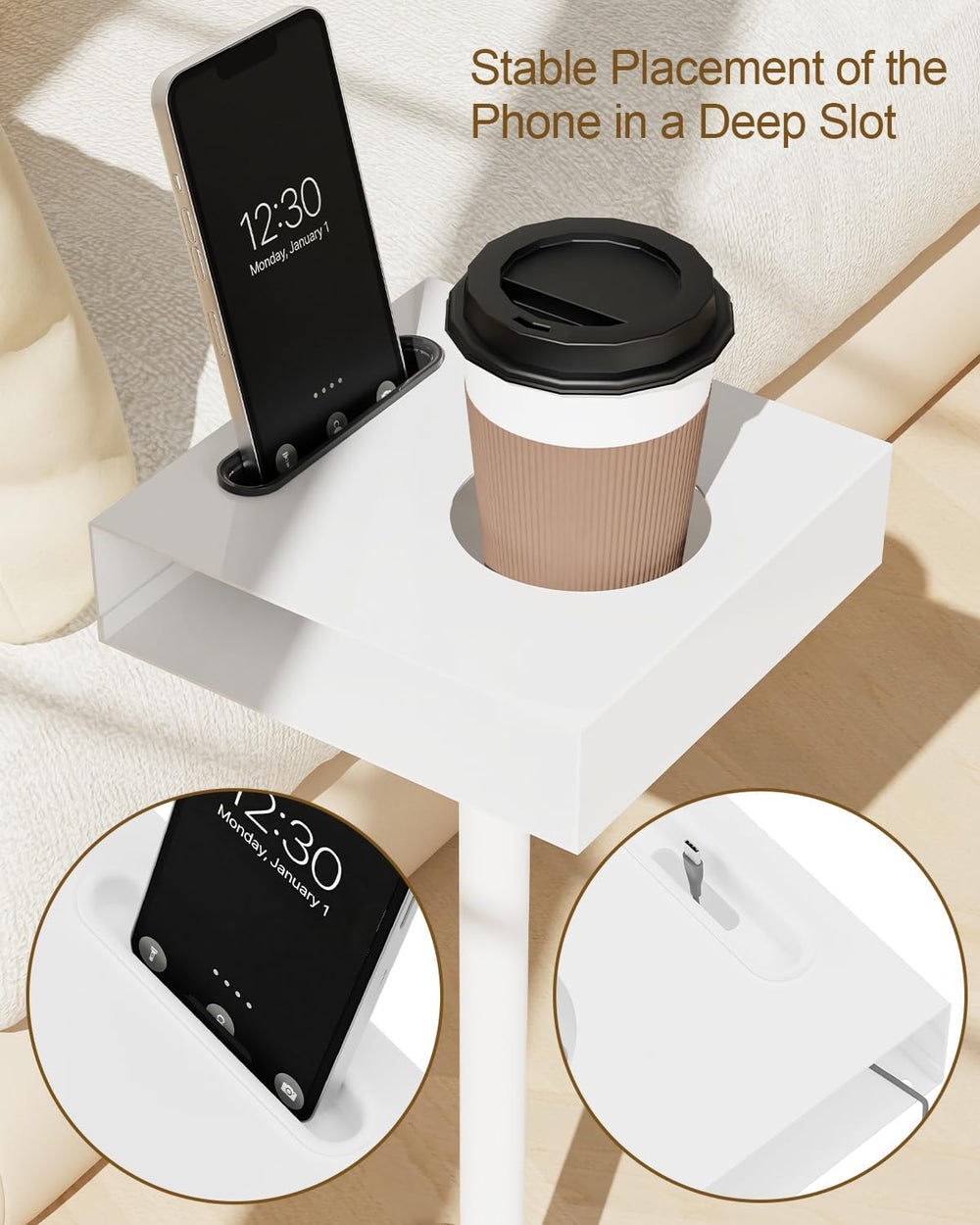 Yawinhe Small Metal Side Table,Versatile Coffee Drink Table with Weighted Bas...