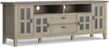 SIMPLIHOME Artisan TV Stand - 72 inch Wide Solid Wood Media Console in Distressed Grey, Contemporary Entertainment Center for Living Room for TVs up to 80 Inches with Drawers and Cable Management