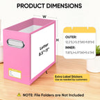 BALEINE File Organizer Box, Cardboard File Folder Organizer with Handle for Letter Size, Portable Collapsible Hanging Filing Box for Home Office Document Storage (4 Pack, Pink)