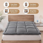 WhatsBedding Japanese Floor Mattress Futon Mattress 3" Grey Tatami Mat Shredded Memory Foam Filled Sleeping Pad, Foldable & Portable Roll Up Lounger Camping Bed for Kids and Adult,Queen Size 60"x 80"