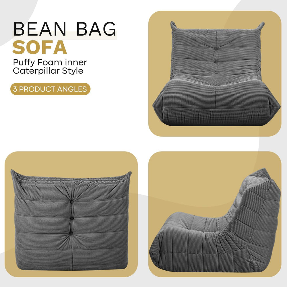 Bean Bag Chairs for Adults, Memory Foam Couch Sofa Chair,One-piece Foam Paddi...