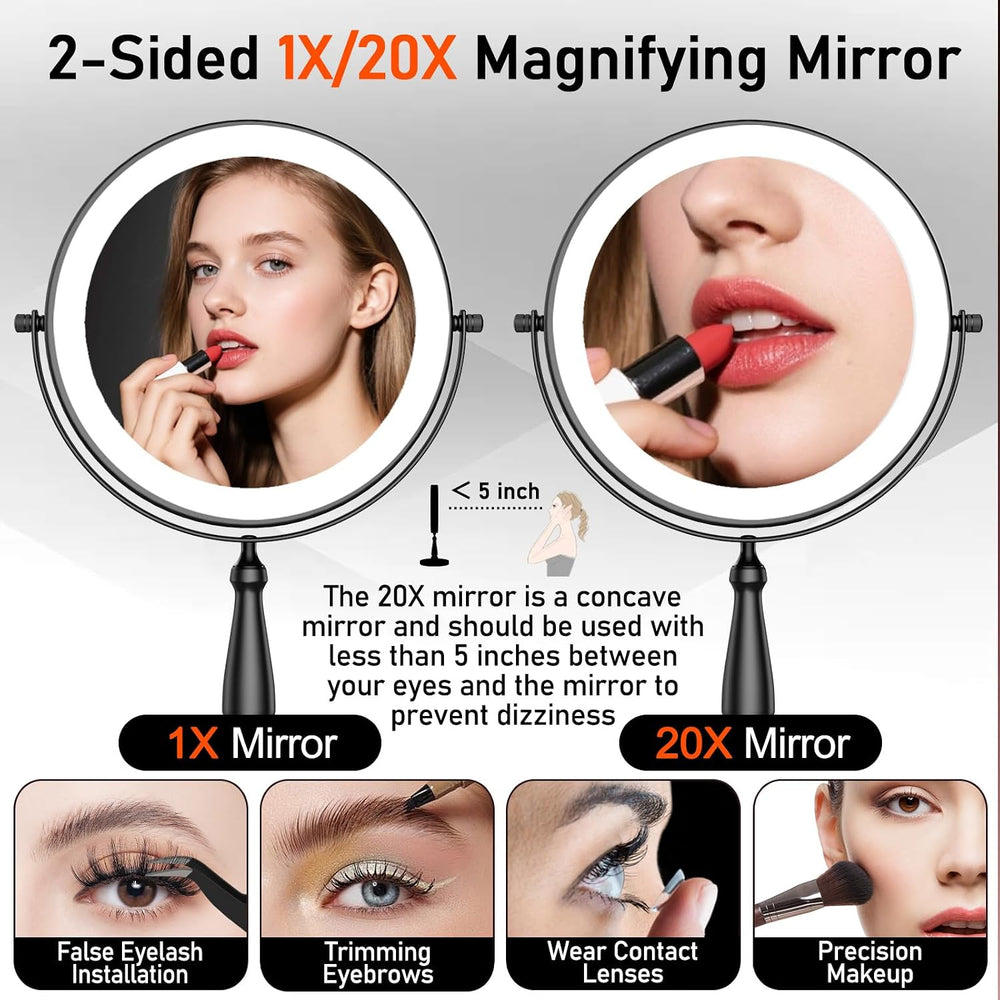 Makeup Mirror with Lights, 20X Magnifying Mirror with Light for Women, 5000 m...