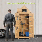 Wooden Outdoor Storage Shed with Double Doors,70” Tall Waterproof Storage Shed with Lock,Sheds & Outdoor Storage with Windproof Tipping for Deck,Backyard Garden and Yard