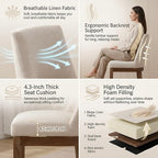 HNY Modern Dining Chairs Set of 4 with Comfortable Back Support, Farmhouse Soft Linen Upholstered Kitchen Dining Room Chairs with Solid Wood Legs, Armless Accent Side Chairs for Living Room, Beige