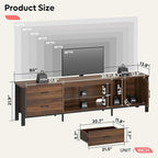 Bestier TV Stand for 75/80/85 inch TV, LED Gaming Entertainment Center, Modern TV Cabinet with Glass Shelves for Living Room, Media Console with 2 Storage Drawers & Cabinets for Bedroom, Walnut