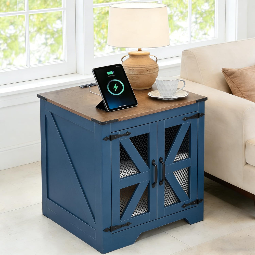 Coffee Table and End Table Sets of 3, 2 Large End Table with Charging Station...