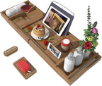 Bath Caddy Tray for Bathtub - Bamboo Adjustable Organizer Tray for Bathroom with Free Soap Dish Suitable for Luxury Spa or Reading(Walnut)