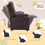 Donut Larger Kids Reclining Chair PU Leather Recliner Sofa Push Back Lounge Children Toddler Boys Girls Ages 3-12 with Dual Cup Holders and 4 Pockets