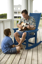 BRIOPAWS Outdoor Rocking Chairs | Set of 2 | Porch Rockers | HDPE Plastic| Blue | Oversized | Patio Rocker Chair | High Back | for Big Man | Weather Resistant | for Outside Deck Balcony Front Backyard