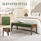 50.25“ Upholstered Bench, Modern Dining Bench with Soft Chenille Fabric, 6" Padded Seat and Rubber Wood Legs, End of Bed Bench for Bedroom, Entryway, Hallway, Living Room (C-Green)