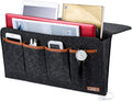Bedside Caddy, 7 Pockets Large Size Bedside Organizer Caddy for Magazine Remotes Phone (17.3'' x 18.1'', Dark Grey)