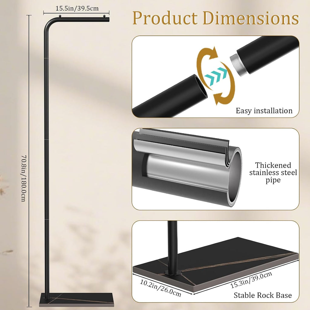 Metal Coat Rack Freestanding, Stable Clothing Rack with Rock Base, Coat Tree Suitable for Bedroom, Hallway, Office, 70.8 Inches High, Black
