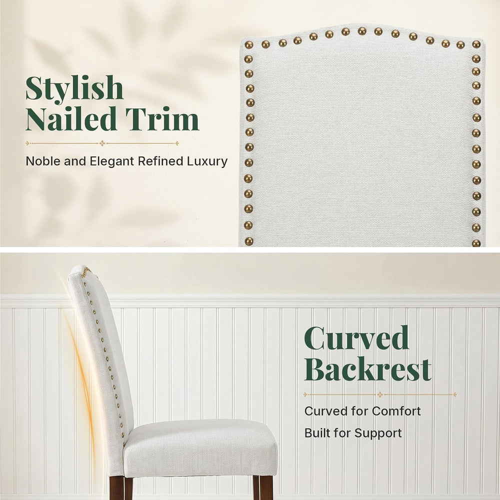 Upholstered Dining Chair Set of 6, Farmhouse Fabric Kitchen Chair | Modern, P...
