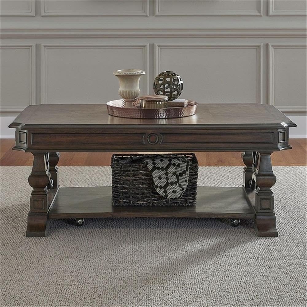 Pemberly Row 3-Piece Cocktail Table Set, Rubberwood and Hickory Veneer, Chate...