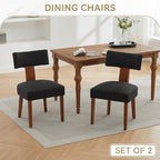 Dining Chairs Set of 2 Upholstered Dining Chairs, Mid Century Modern Kitchen Chairs with Solid Wood Legs and Ergonomic Curved Backrest, Black Linen Fabric (Black, Set of 2)