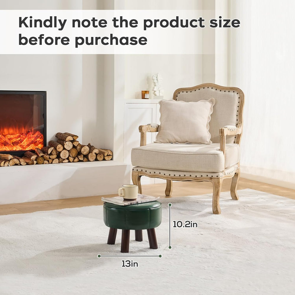 oakvivo 13in Small Foot Stool Ottoman, Round Faux Leather Foot Rest for Couch...