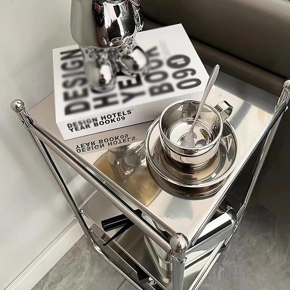 Stainless Steel Side Table,mid-Century Modern Nightstand,Minimalist 3 Tier St...