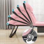 Folding Sun Lounger, 5-Position Adjustable Sunbed Padded Lounge Chair for Garden, Beach, Heavy Duty Reclining(Pink)