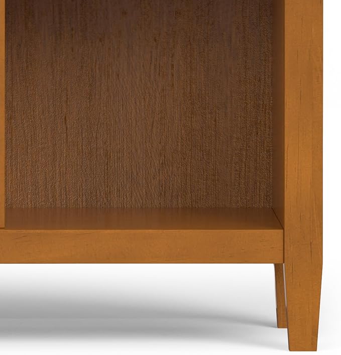 SIMPLIHOME Warm Shaker Bookcase - 44 inch Tall 9-Cube Solid Wood Cube Organizer in Light Golden Brown, Transitional Storage for Living Room, Study Room or Office with Fixed Shelves and Tapered Legs