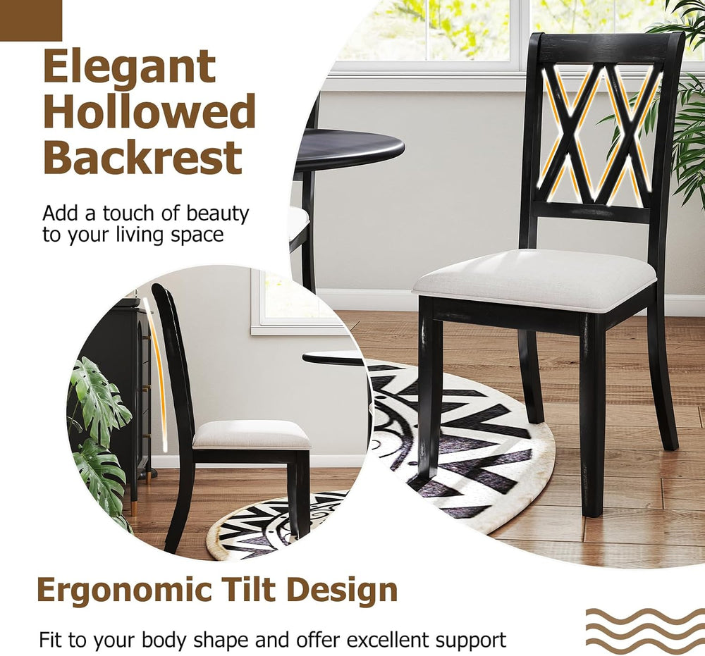 GOFLAME Wooden Dining Chairs Set of 4, Farmhouse Kitchen Chairs with X-Shaped...