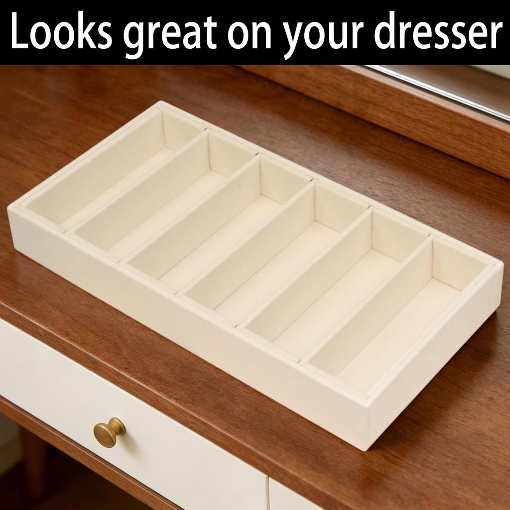 2 Pack Velvet Sunglasses Tray Stackable Eyeglasses Display Case Removable Jewelry Organizer Tray for Multiple Glasses, Reading Glasses, Earring Necklace Jewelrys Showcase, Beige