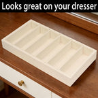 2 Pack Velvet Sunglasses Tray Stackable Eyeglasses Display Case Removable Jewelry Organizer Tray for Multiple Glasses, Reading Glasses, Earring Necklace Jewelrys Showcase, Beige
