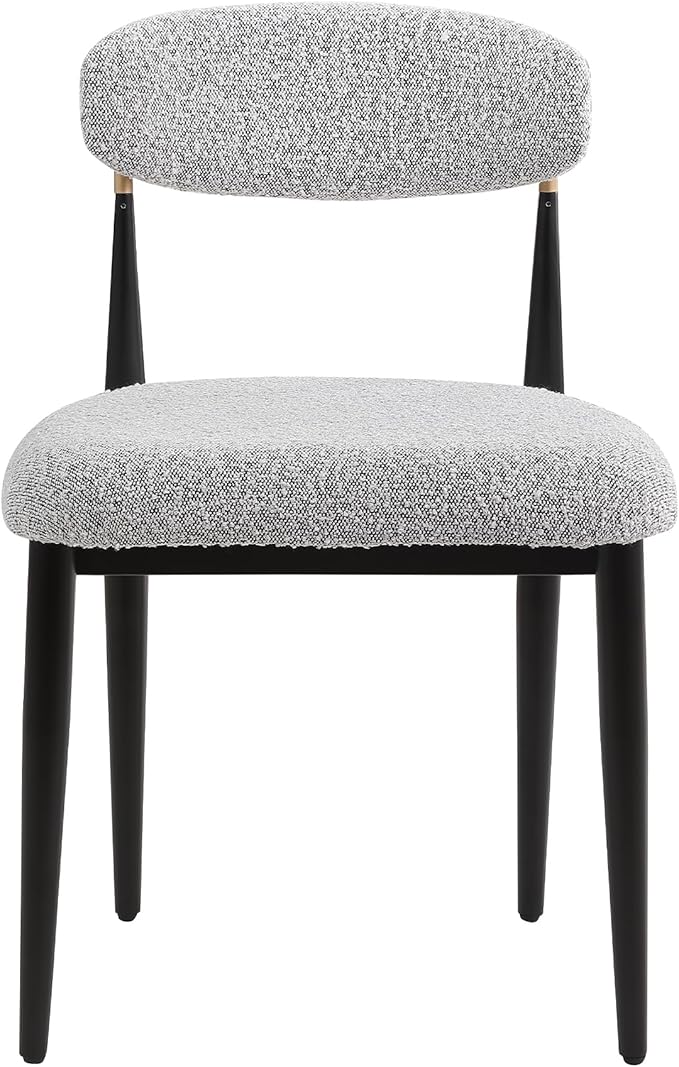 Morden Fort Modern Dining Chairs Set of 6, Upholstered Armless Chairs with Curved Backrest and Black Metal Legs for Dining Room, Kitchen, Living Room and Apartment