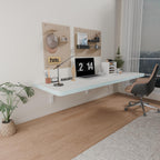 IAE Wall Mounted Folding Table with Pine Wood,48" x 16" Floating Wall Desk,Laundry Folding Table with Shelf Brackets,Fold Down Desk Shelf,Folding Workbench for Home,Dining,Laundry Room,Kitchen,White