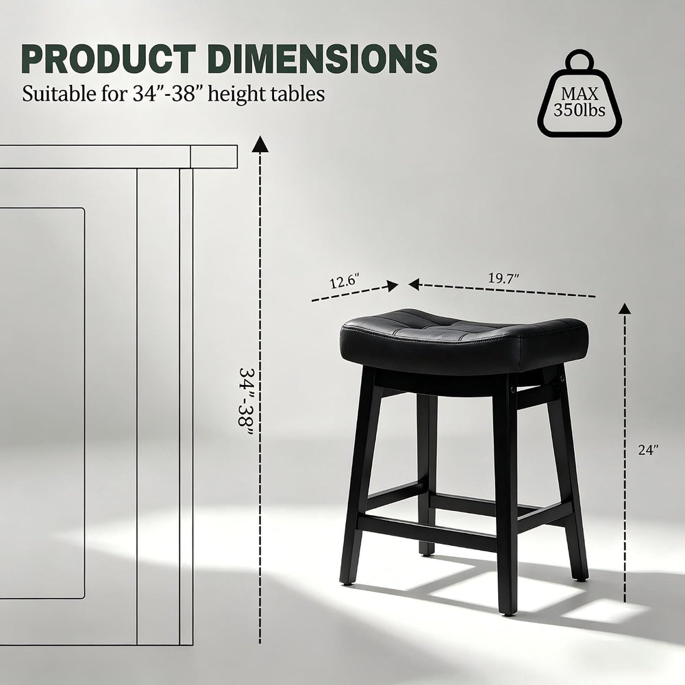 RNKSFX Counter Height Black Bar Stools Set of 3 for Kitchen Counter, Backless...