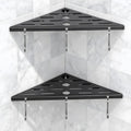 Shower Corner Shelf 304 Stainless Steel Shower Caddy 2 Tier Shower Organizer Niche Extra 6 Hangers Shelves 40 lbs Large Capacity Bathroom Storage for Inside Anti-Rust Drilling Installation (Black)