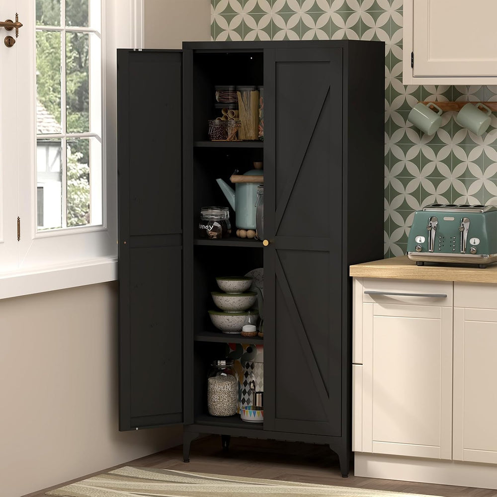 65"H Kitchen Pantry Storage Cabinets with 2 Doors and 3 Adjustable Shelv...