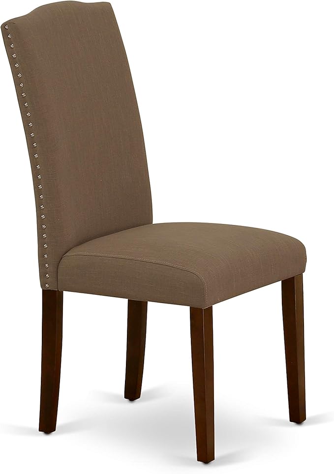 East West Furniture CAEN5-MAH-18 5 Piece Dinette Set Includes a Rectangle Dining Room Table and 4 Dark Coffee Linen Fabric Upholstered Parson Chairs, 36x60 Inch, Mahogany