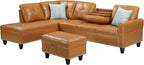 Evan Sectional Sofa or Couch with Ottoman for Living Room, Apartment, Bedroom, Office