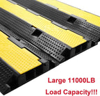 Reliancer 3 Pack Dual Channel Rubber Cable Protector Ramp 2 Channel Traffic Speed Bump 11000lbs Capacity Heavy Duty Driveway Hose Cover Ramp Cord Track Protector Wires Concealer w/Flip-Open Top Cover
